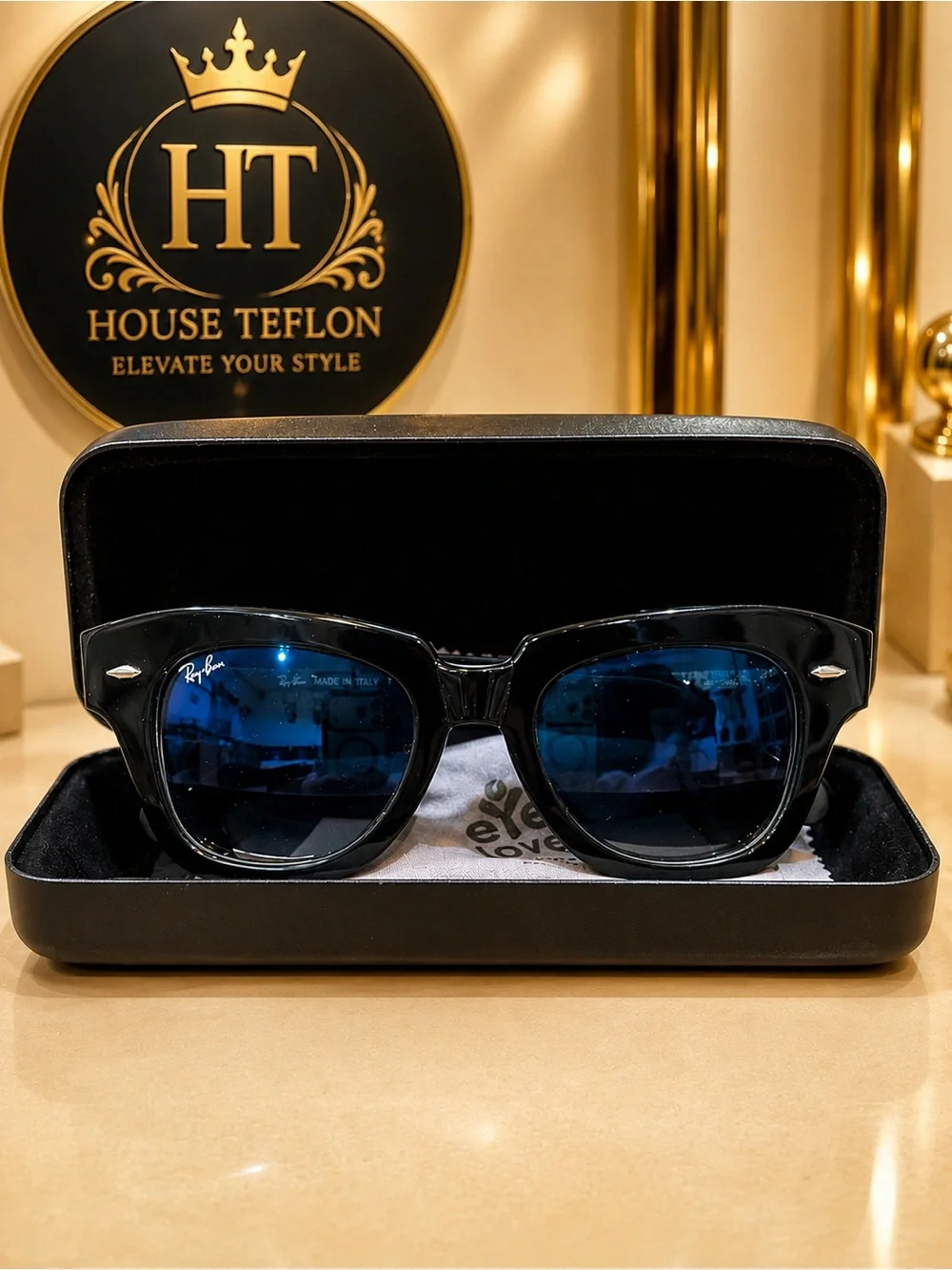 Ray-Ban State Street RB2186 Black Blue Lens Sunglasses 49mm Made in Italy